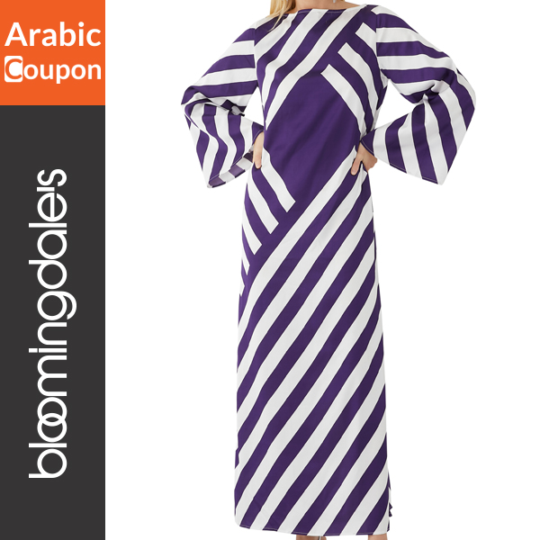 LEEM kaftan dress with striped geometric pattern